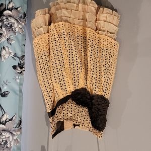 Coral and Brown Strapless Dress